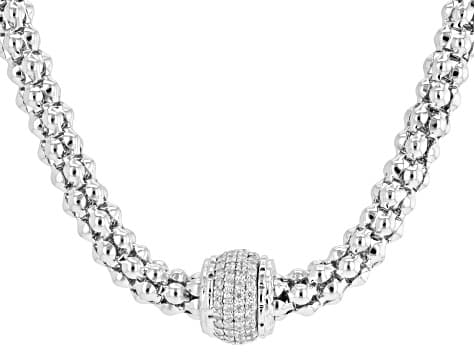 White Cubic Zirconia Rhodium PLated Necklace 1.60ctw