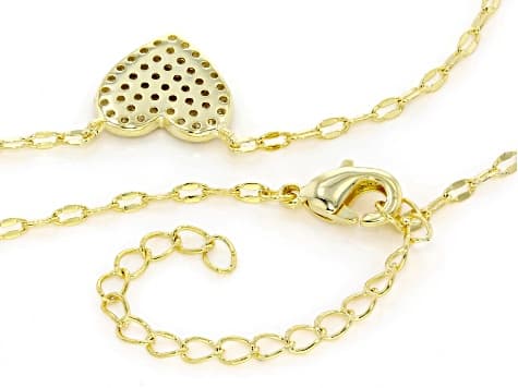 White Cubic Zirconia 14k Yellow Gold Plated Heart Necklace 0.46ctw