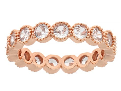 White Cubic Zirconia Rhodium and 18k Yellow and Rose Gold Plated Ring Set of 3 9.72ctw
