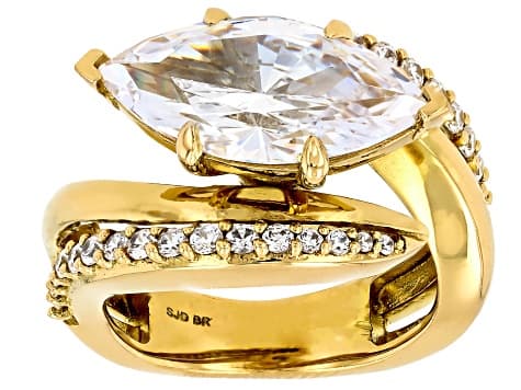 White Cubic Zirconia 18k Yellow Gold Plated Ring 7.11ctw