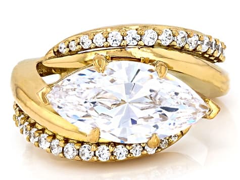 White Cubic Zirconia 18k Yellow Gold Plated Ring 7.11ctw