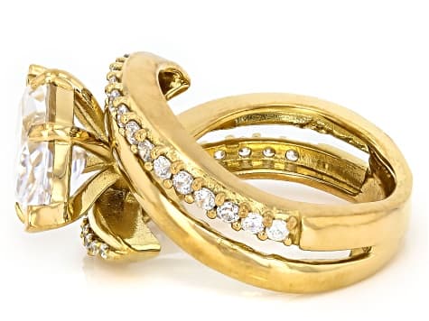 White Cubic Zirconia 18k Yellow Gold Plated Ring 7.11ctw
