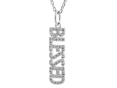 White Cubic Zirconia Rhodium Plated Blessed Pendant 0.46ctw