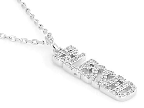 White Cubic Zirconia Rhodium Plated Blessed Pendant 0.46ctw