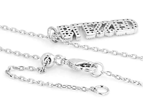 White Cubic Zirconia Rhodium Plated Blessed Pendant 0.46ctw