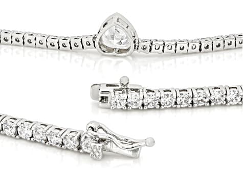 White Cubic Zirconia Rhodium Plated Heart Tennis Necklace 17.10ctw