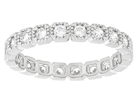 White Cubic Zirconia Rhodium Plated Ring Set 5.04ctw