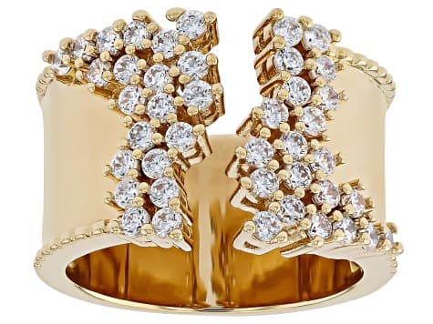 White Cubic Zirconia 18k Yellow Gold Plated Ring 1.90ctw