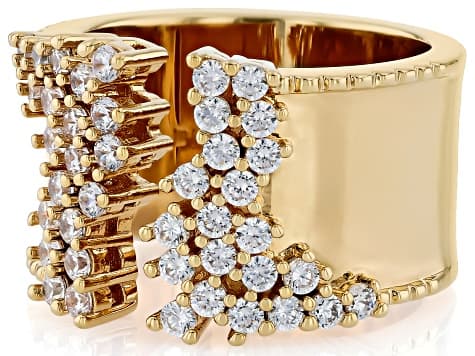 White Cubic Zirconia 18k Yellow Gold Plated Ring 1.90ctw