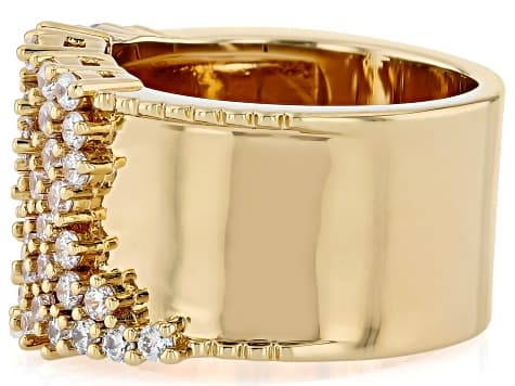 White Cubic Zirconia 18k Yellow Gold Plated Ring 1.90ctw