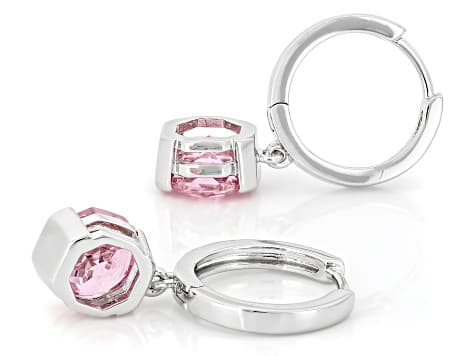 Pink Cubic Zirconia Rhodium Plated Rose Cut Earrings 6.00ctw