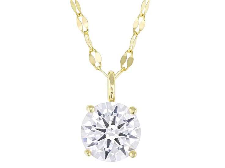 White Cubic Zirconia 14k Yellow Gold Over Sterling Silver Pendant With Chain 1.43ctw