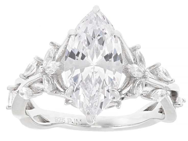 White Cubic Zirconia Rhodium Over Sterling Silver Ring 5.09ctw