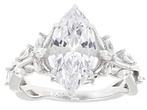White Cubic Zirconia Rhodium Over Sterling Silver Ring 5.09ctw