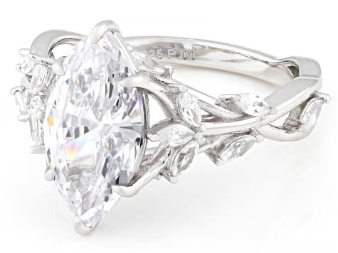 White Cubic Zirconia Rhodium Over Sterling Silver Ring 5.09ctw