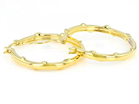 White Diamond Accent 14k Yellow Gold Over Brass Inside-Out Hoop Earrings