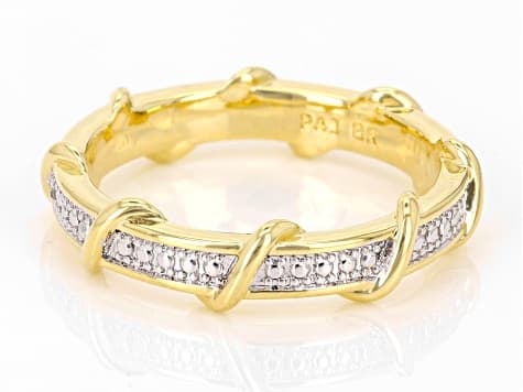 White Diamond Accent 14k Yellow Gold Over Brass Band Ring