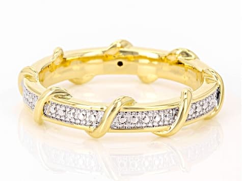 White Diamond Accent 14k Yellow Gold Over Brass Band Ring