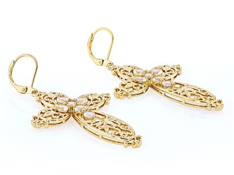 White Lab Created Sapphire 18k Yellow Gold Plated Earrings 1.53Ctw
