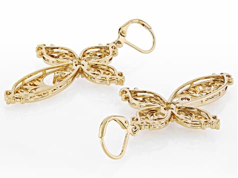 White Lab Created Sapphire 18k Yellow Gold Plated Earrings 1.53Ctw