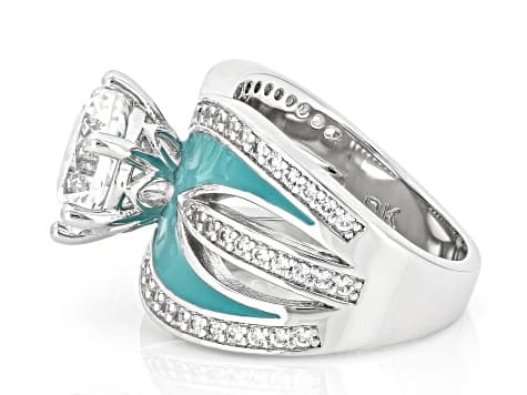 White Lab Created Sapphire Rhodium Over Brass Ring 4.78ctw