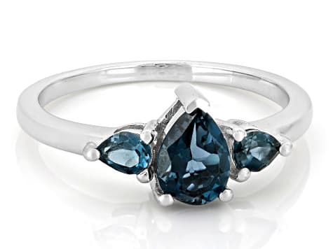 London Blue Topaz Rhodium Over Brass Ring 1.00ctw
