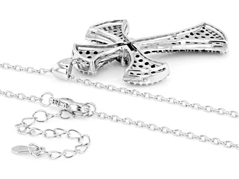 Black Spinel With White Lab Created Sapphire Rhodium Over Brass Pendant with Chain 3.54ctw