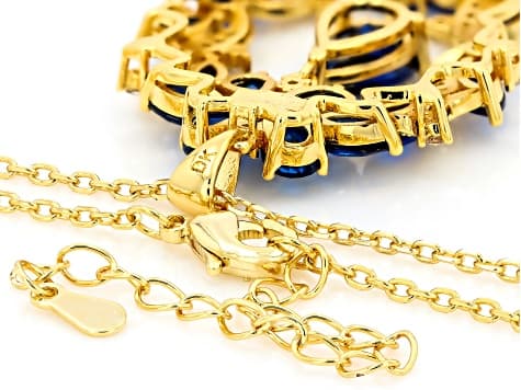 Blue Lab Created Spinel 18K Yellow Gold Over Brass Pendant with Chain 4.03ctw