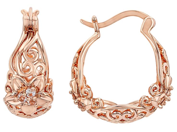 White Topaz Copper Hoop Earrings 0.48ctw