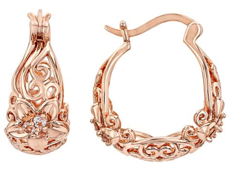 White Topaz Copper Hoop Earrings 0.48ctw