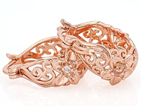 White Topaz Copper Hoop Earrings 0.48ctw
