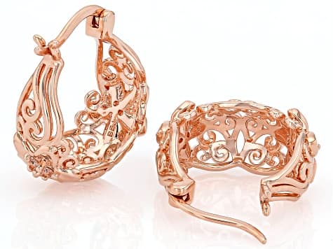 White Topaz Copper Hoop Earrings 0.48ctw