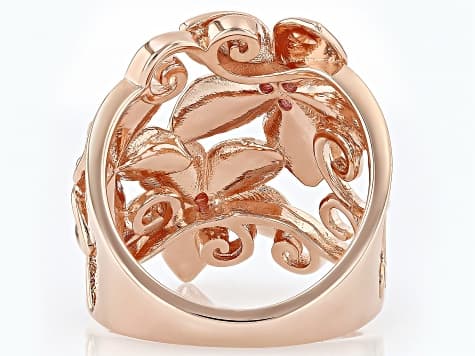 Pink Topaz Copper Floral Ring, 0.25ctw
