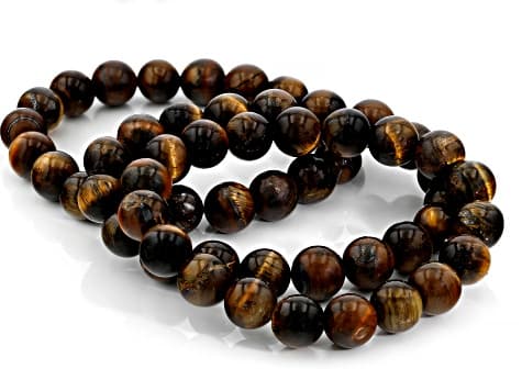Brown Tiger's Eye Bead Stretch Bracelet Set of 3