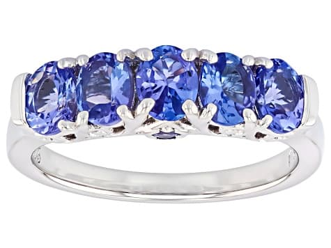 Blue Tanzanite Rhodium Over Sterling Silver Ring 1.50ctw