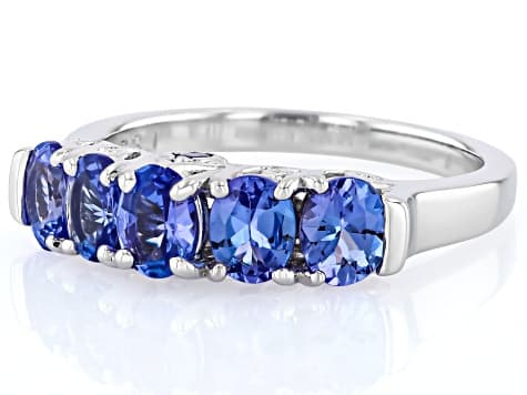 Blue Tanzanite Rhodium Over Sterling Silver Ring 1.50ctw