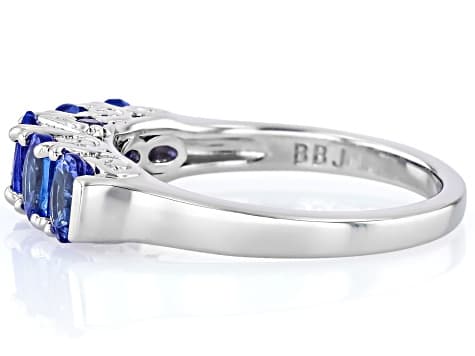 Blue Tanzanite Rhodium Over Sterling Silver Ring 1.50ctw