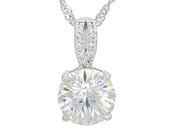 Strontium Titanate Rhodium Over Sterling Silver Pendant With Chain 3.75ctw