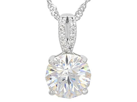 Strontium Titanate Rhodium Over Sterling Silver Pendant With Chain 3.75ctw