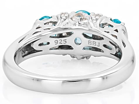 Paraiba Blue Apatite Rhodium Over Sterling Silver Ring 1.74ctw
