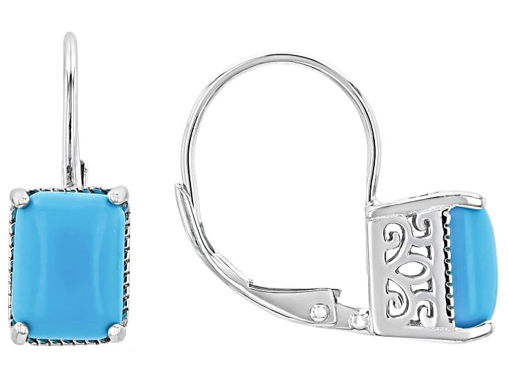 Blue Sleeping Beauty Turquoise Rhodium Over Sterling Silver Earring