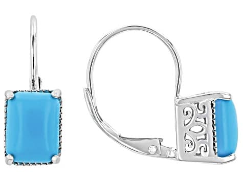 Blue Sleeping Beauty Turquoise Rhodium Over Sterling Silver Earring