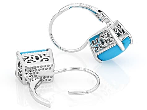 Blue Sleeping Beauty Turquoise Rhodium Over Sterling Silver Earring