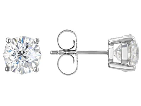 White Strontium Titanate Rhodium Over Sterling Silver Stud Earrings 3.36ctw