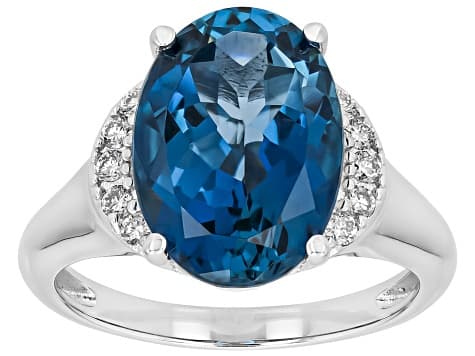 London Blue Topaz Rhodium Over Silver Ring 6.67ctw