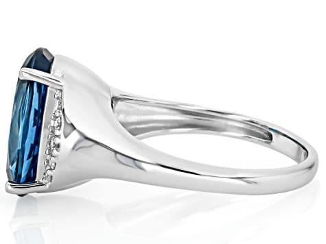 London Blue Topaz Rhodium Over Silver Ring 6.67ctw