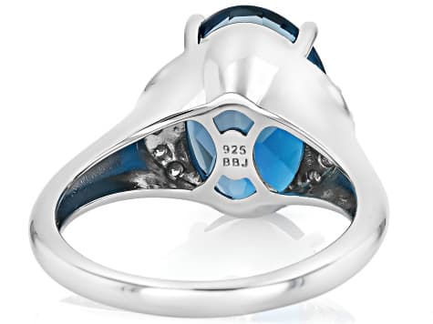 London Blue Topaz Rhodium Over Silver Ring 6.67ctw