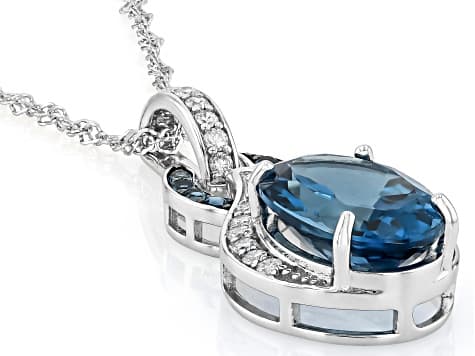 London Blue Topaz Rhodium Over Silver Pendant With Chain 6.96ctw