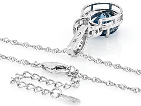 London Blue Topaz Rhodium Over Silver Pendant With Chain 6.96ctw