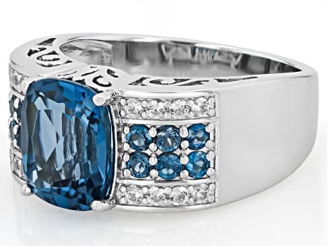 London Blue Topaz Rhodium Over Sterling Silver Ring 3.64ctw
